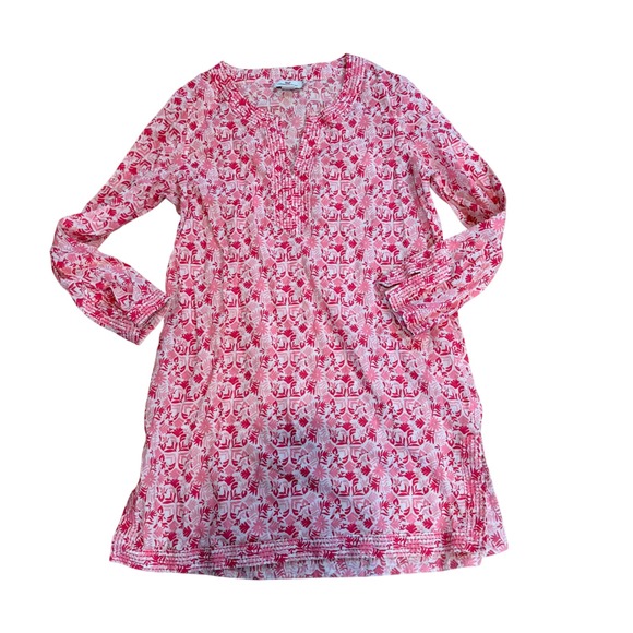 Vineyard Vines Medium Swim cover up  Floral Tunic Dress Pink White - Picture 1 of 8